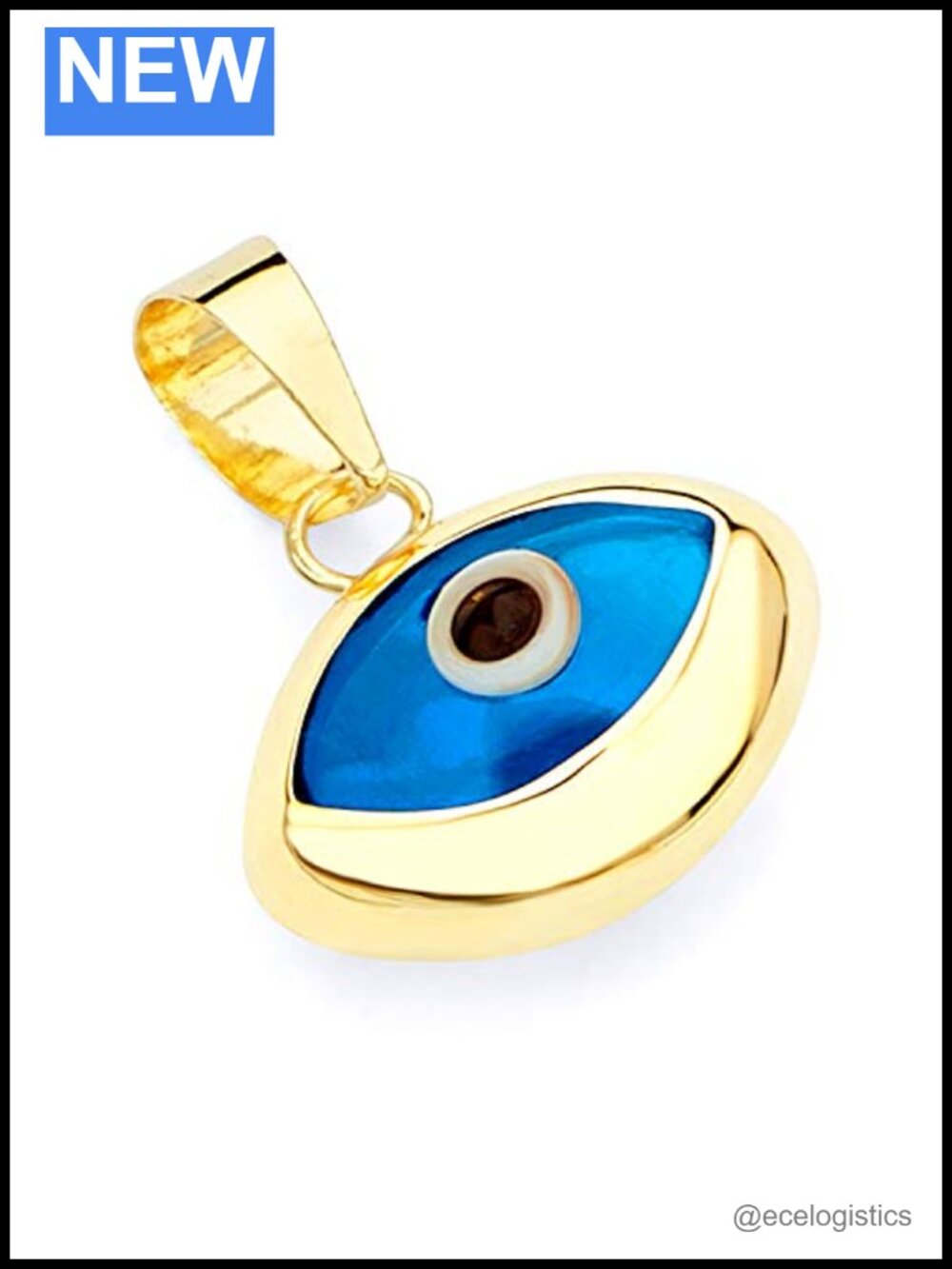14k Yellow Gold Evil Eye Charm Pendant Necklace Fine Jewelry